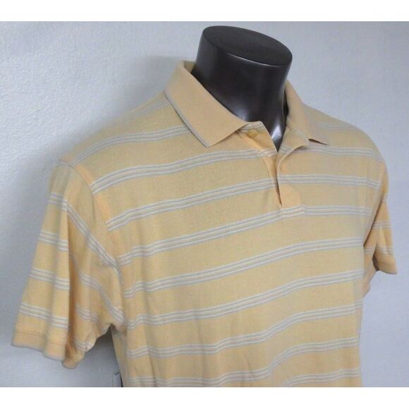 MENS PENDLETON Polo Shirt Size Large L 100% Pima‎ Cotton Yellow White Striped - Picture 4 of 4
